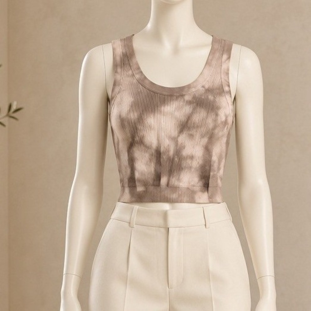 Brandy Melville Womens Tank Top Ribbed Tie Dye Cropped One Size